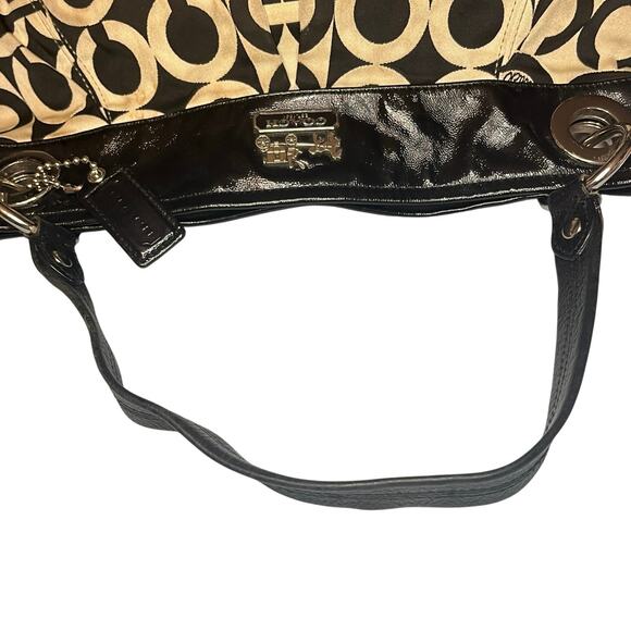 Coach Signature Shoulder Bag – Black & Beige with Silver Hardware - Picture 5 of 13